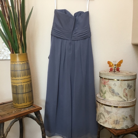 David’s Bridal Grey Strapless Chiffon Dress 12 - Picture 5 of 8